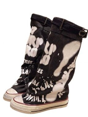 Converse High-Top Black and White Graphic Sneakers